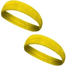 By Leon 1982 Sarı Renk Sporcu Havlu Kafa Bandı Kadın Alın Ter Bandı 2 Adet