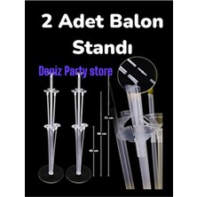 Deniz Party Store 2 Adet Beyaz Ayaklı Balon Standı 7 Çubuklu 2 Li Set Pratik Kullanım İçin