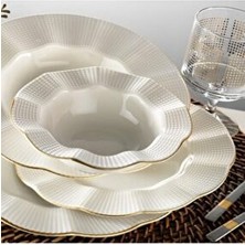 Kütahya Porselen Milena Yaldızlı 12 Kişilik Yemek Takımı 48 Parça Krem Renk Porselen ile Şık Sunum