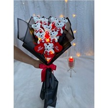 LED Işıklı Kırmızı Ayıcıklı Buket Sevdiklerinize Özel Sevimli Ayıcıklı Çicek Buketi