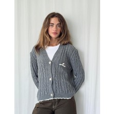 Retrobird Gold Düğmeli Hırka Kadın Gri