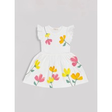 Çiçekli Elbise - Ekru