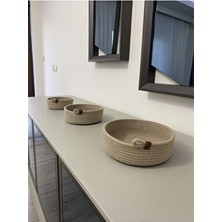 Hasır Sepet Takımı - 3'lü Çok Amaçlı Düzenleyici Set - El Yapımı Banyo ve Mutfak Organizer
