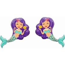 Le Mabelle Lila  İkili Deniz Kızı Figür Parti Balonu