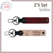 Mırlayan Tarzlara Uygun, Patili Motifli, Kişisel Yazılı Anahtarlık, Bordo-Yavru Ağzı