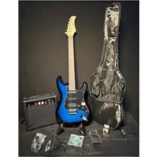 Elektro Gitar Set Blueburst (Gitar-Amfi-Stand-Kablo-Askı-Kapo-Akort Cihazı-Yedek Tel)
