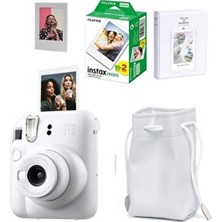 Fujifilm Instax Mini 12 Beyaz Fotoğraf Makinesi 20'li Film ve Büzgülü Kılıf Seti 1