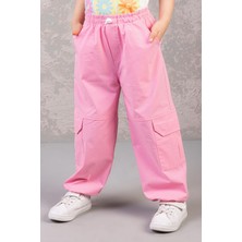 Yan Cepli Paraşüt Pantolon - Pembe