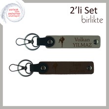 Tekvandocuya Verilebilecek Özgün Hediyelik, Kişiye Özel Yazı Eklenebilir Anahtarlık, Kül Gri-K Kahve