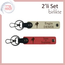 Kız Kardeşe Dövüş Sporları Temalı Ilham Hediyesi, Tekvando Desenli Anahtarlık, Sütlü Kahve-Nar Çiçek