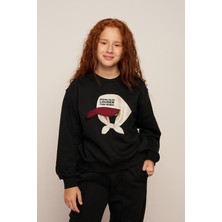 Loco Loco Şapkalı Kız Sweat - Siyah