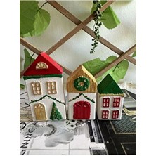 3lü Dekoratif Yılbaşı Model Ev Biblo