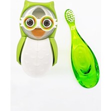 Yeşil Baykuş Figürü Diş Fırçası ve Flipper Baykuş Hijyenik Saklama Kabı Seti