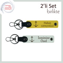Yelkenli Sevdasını Paylaşan Çiftlere Özel Anahtarlık, Gemici Temalı 2’li Set, Sarı-Beyaz
