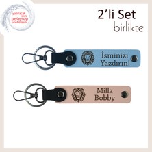 Güç ve Karizma Arayanlara, Kaplan Desenli Kişisel Yazılabilir Anahtarlık, Gök Mavi-Yavru Ağzı