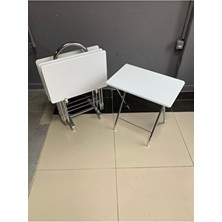 Erk Mobilya Düz Beyaz Renkli Çanta Zigon Sehpa 4lü MDF Malzeme ile Modern Tasarım ve Şık Dekor