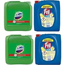Pril Sıvı Bulaşık Deterjanı 4 kg Güç Limon ve Domestos Çamaşır Suyu Dağ Esintisi 3.5 kg