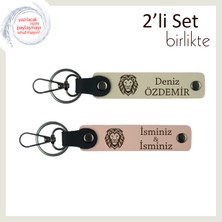 Kaplan Desenli Minimalist Deri Anahtarlık, Erkek Tarzına Uygun Kalıcı Set, Sütlü Kahve-Yavru Ağzı