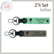 Boks Meraklısı Yakına Doğum Günü Hediyesi, Savunma Temalı Yazılabilir Anahtarlık, Açık Yeşil-Kül Gri