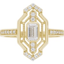 Vintage Baget Taşlı 14 Ayar Altın Yüzük