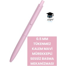 Writech 0.5 mm Mavi Mürekkepli Tükenmez Kalem Sessiz Basma Mekanizması Pembe Renkli Ürün