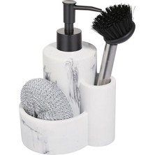 Polyester Sıvı Sabunluk, Süngerlik ve Lavabo Fırçası – Dekoratif & Dayanıklı