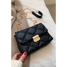 Bag & More Kadın Siyah Kapitone Desenli Zincir Askılı Omuz Çantası Kapitone