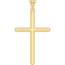 Altın Bombeli Sade Haç Kolye Ucu