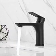 Yuen Siyah Lavabo Bataryası Pirinç Döküm Lavabo Musluğu Malzeme ile Açılır-Kapanır Fonksiyon 15 cm Yükseklik