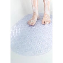 Pimula Home Süper Kaydırmaz Silikon Banyo Paspası Vantuzlu Düz Şeffaf ve Turuncu Renk 40 x 70 cm