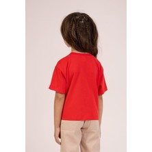 Love Baskılı Kız Tshirt - Kırmızı