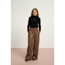 Loco Loco Leoparlı Süet Pantolon - Vizon