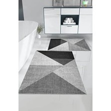 Olivia Digital Baskı Yıkanabilir Kaymaz Taban 2li Banyo Paspas Takımı 60X100-50X80