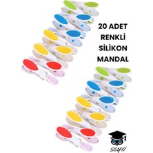 20 Renkli Silikon Mandal 8 cm Çamaşır Mandalı Kolay Kullanım Özelliği ile Pratik Çamaşır Kurutma