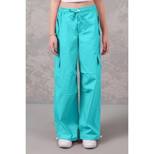 Beli Latikli Kız Paraşüt Pantolon - Yeşil Mint