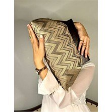 Bahram - Ahşap Burslu Kumaş Portföy Çanta, Clutch, El Çantası