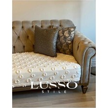 Ponpon Koltuk Örtüsü Ekru 100X240