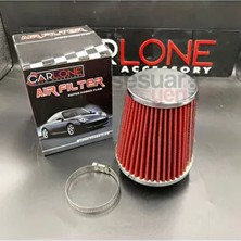 Carlone Spor Açık Hava Filtresi 6.35CM Kırmızı Renk Krom Detay Universal Araçlar İçin Yüksek Performans