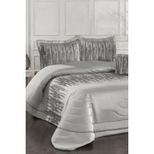 Reyes Elyaf Dolgulu Çift Kişilik 250X255 cm Yatak Örtüsü Gri