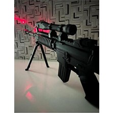 Lazerli Tüfek 82CM Dipçikli  Şarjörlü Sniper Boncuk Atan