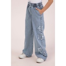 Yıldız Işlemeli Kot Pantolon - Mavi