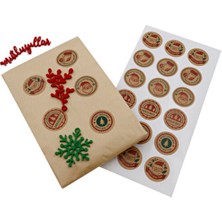 Repro Design Yılbaşı Temalı Kraft Hediye Paketi Etiketi 4 cm Merry Christmas Karışık Baskılı 24 Adet