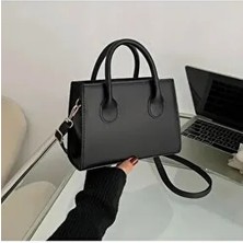 Bag & More Kadın Siyah Trend Kare Çanta,basit Mini Crossbody Çanta,minimalist Saplı Omuz Çantası Çanta El Çanta