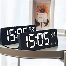 Lamtek Dijital Dereceli Alarmlı Masa Saati Ses Kontrollü Beyaz