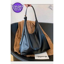 Kadın Siyah Omuz Çantası Yumuşak Iç ve Dış Dokulu Kaliteli Işçilik ve Yumuşak Suni Deri El Çantası