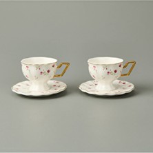 Evidea Kitchen 4 Parça Flower Fincan Seti - Beyaz