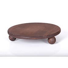 Rabo Craft Büyük Boy Ahşap Sunumluk 29 cm Kahverengi Ceviz Renk Yuvarlak Ayaklı Sunumluk