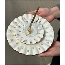 Onedekor Beautiful Pasta Tabağı Seti 18 Parça Seramik Beyaz 21 x 21 cm Modern Desenli