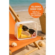 Hig Home Şeffaf Su Geçirmez Plaj Çantası Beyaz Renkli Polyvinyl Materyal ile Tatil İçin Şık Organizer