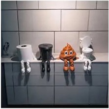 Banyo Dekoratif Figür Seti, Tuvalet Kağıdı, Çöp Kovası, Kaka Emojisi ,klozet Aksesuar (4'lü)